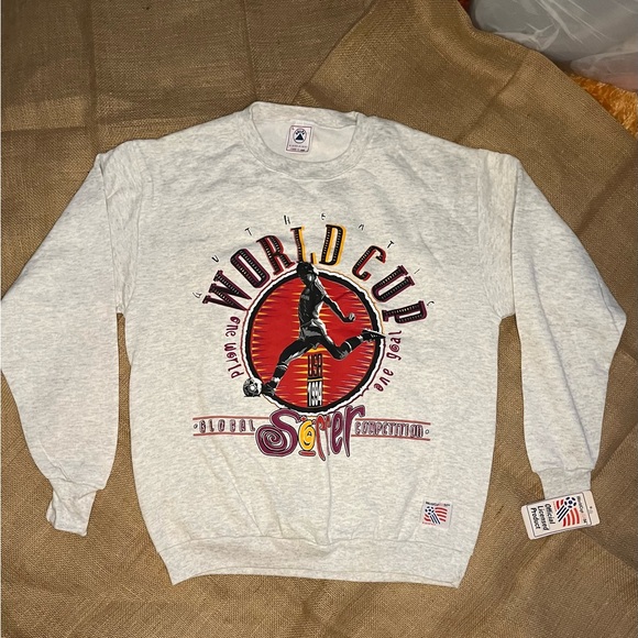 NWT vintage World Cup soccer sweatshirt crewneck NOS gray red black - Picture 4 of 7